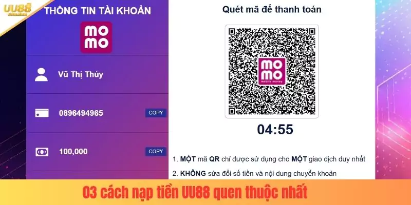 03 cách nạp tiền UU88 quen thuộc nhất