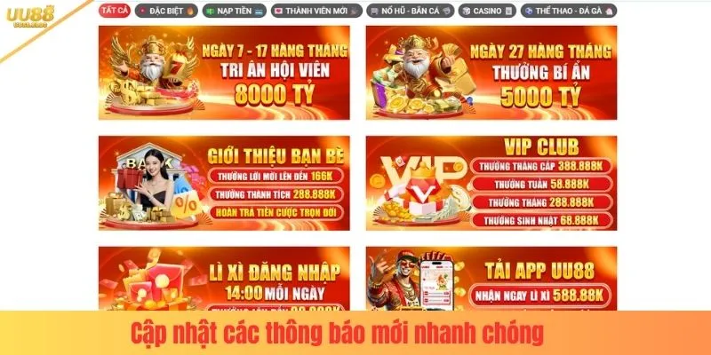 Cập nhật các thông báo mới nhanh chóng